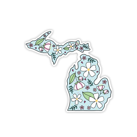 floral michigan sticker